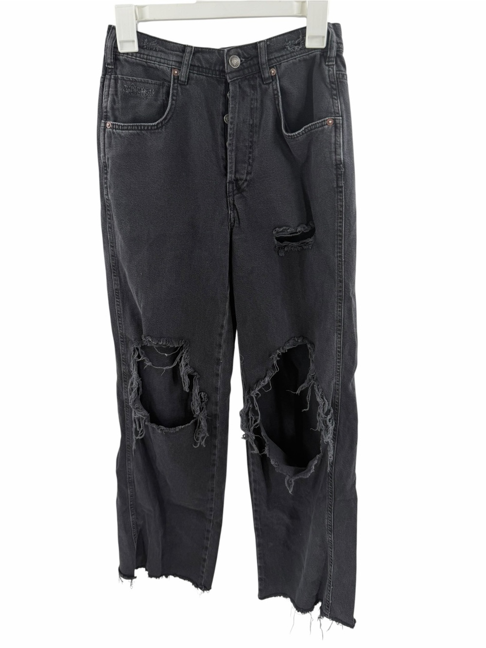 We the free free people black distressed button fly boyfriend Jean size 24